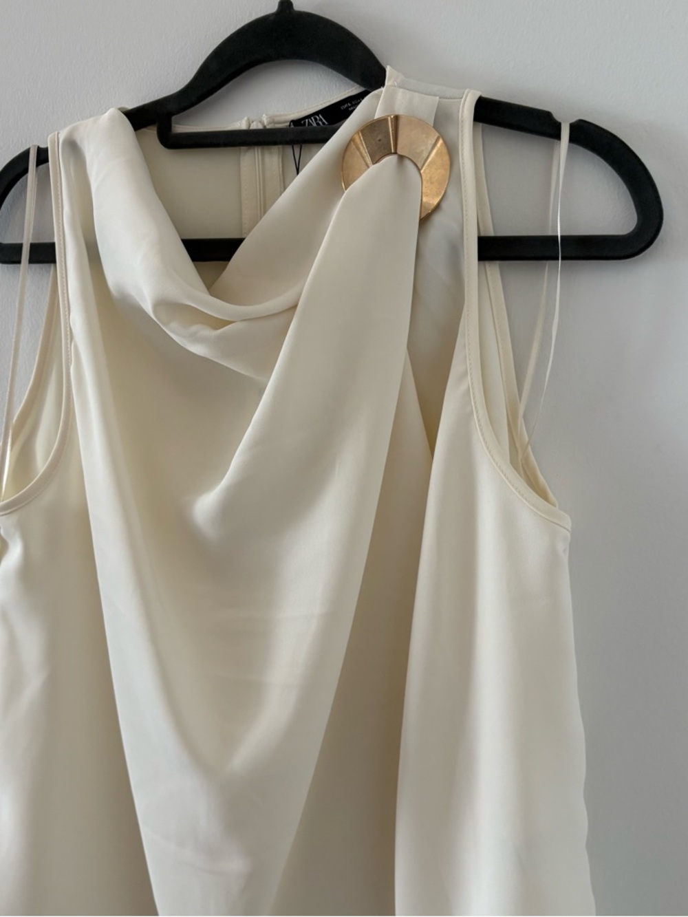 Zara Golden Appliqué SleevelessTop In Ecru Cream Size L NWT - Picture 4 of 10
